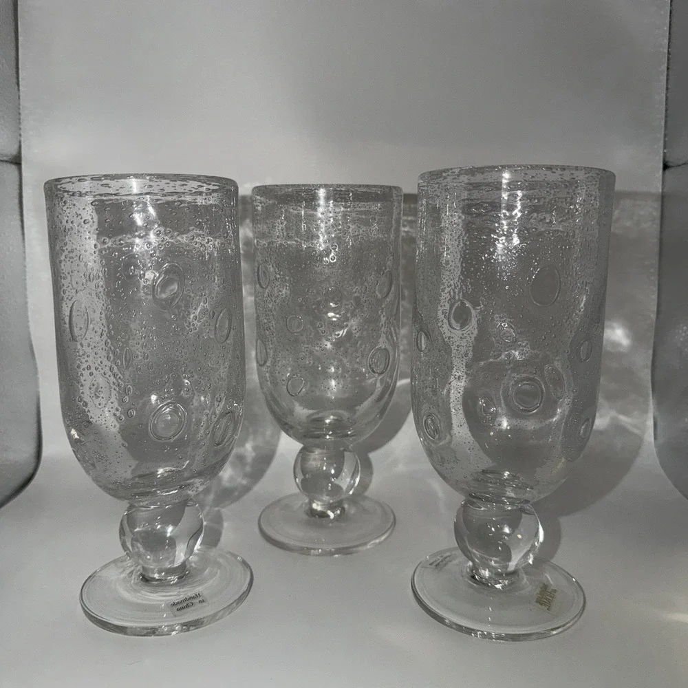Southern Living Bella Luna Water Goblets/Glasses Bubble Glass 7.25